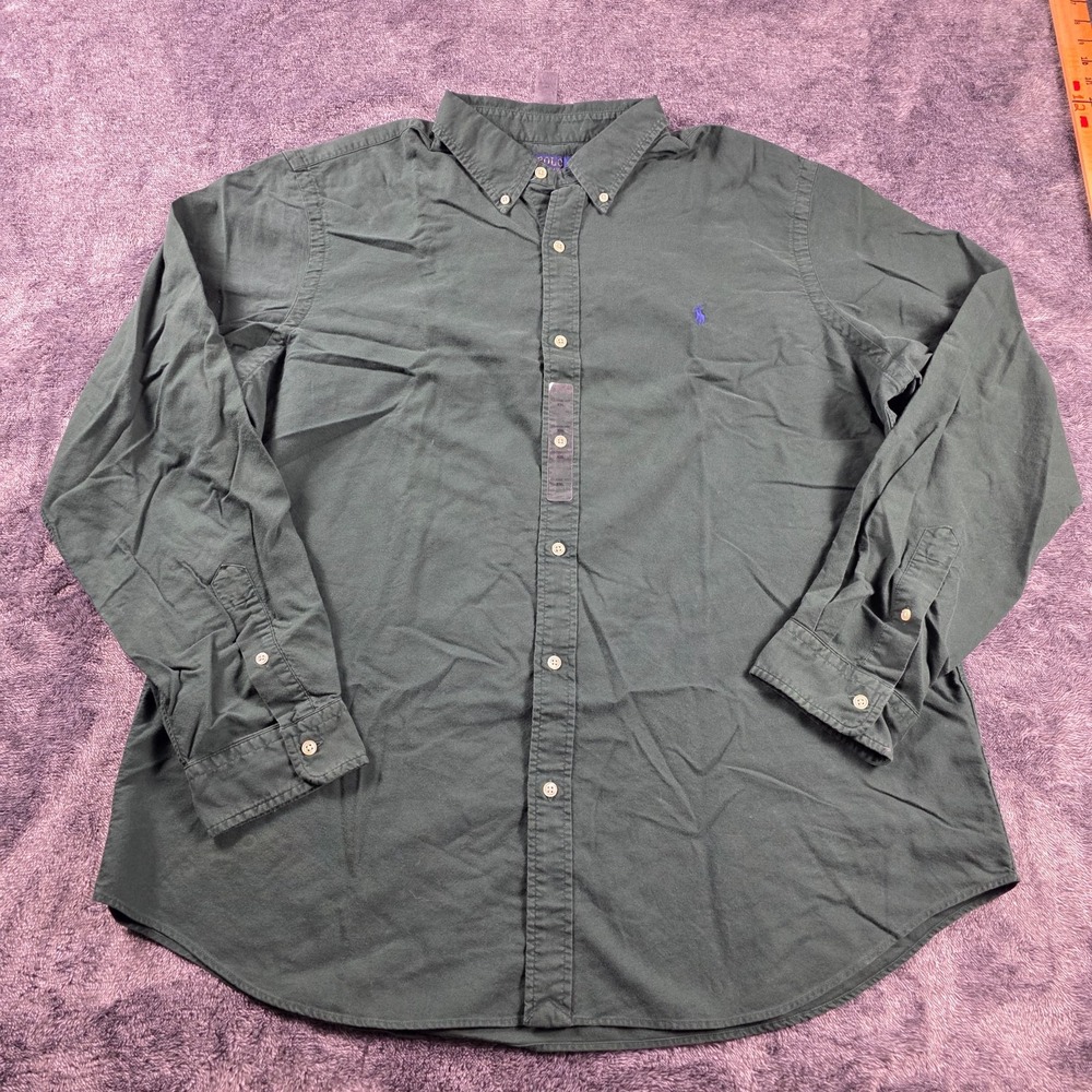 Polo Ralph Lauren Classic Fit Oxford Knit Shirt Mens XXL Green Preppy